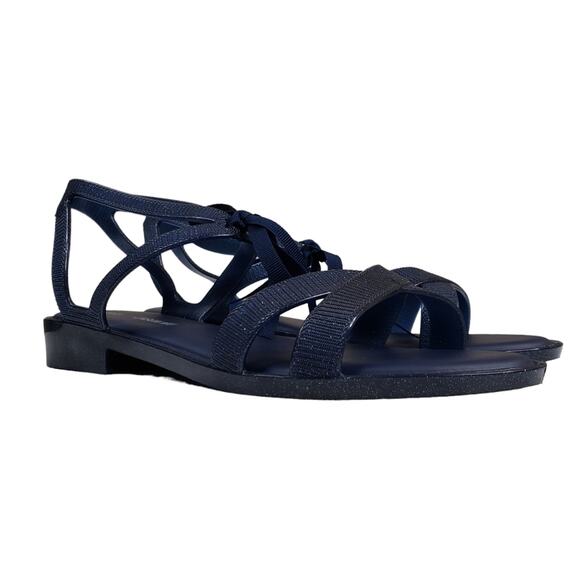 Melissa x Jason Wu Womens 9 Ophelia Low Sandal in Dark Blue Glitter NEW - Picture 2 of 12